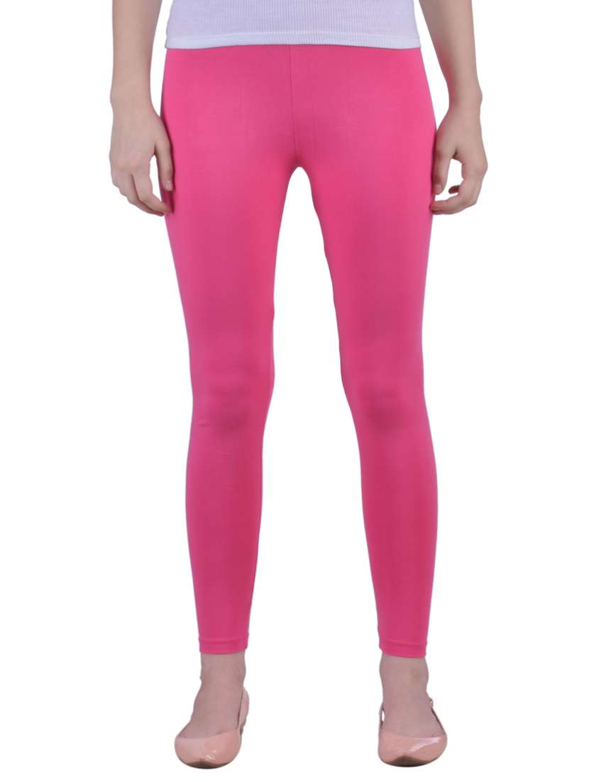 pink cotton lycra ankle length legging
