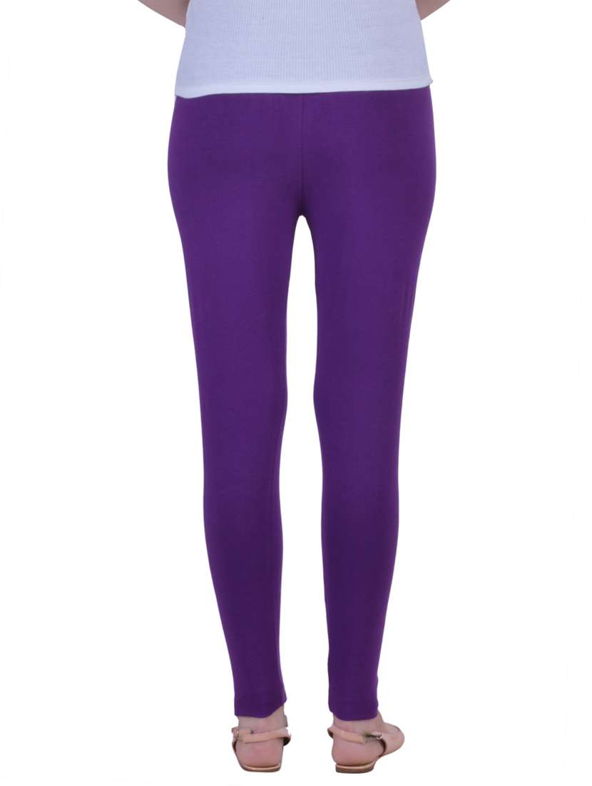 purple cotton lycra ankle length legging - 12786084 -  Standard Image - 2
