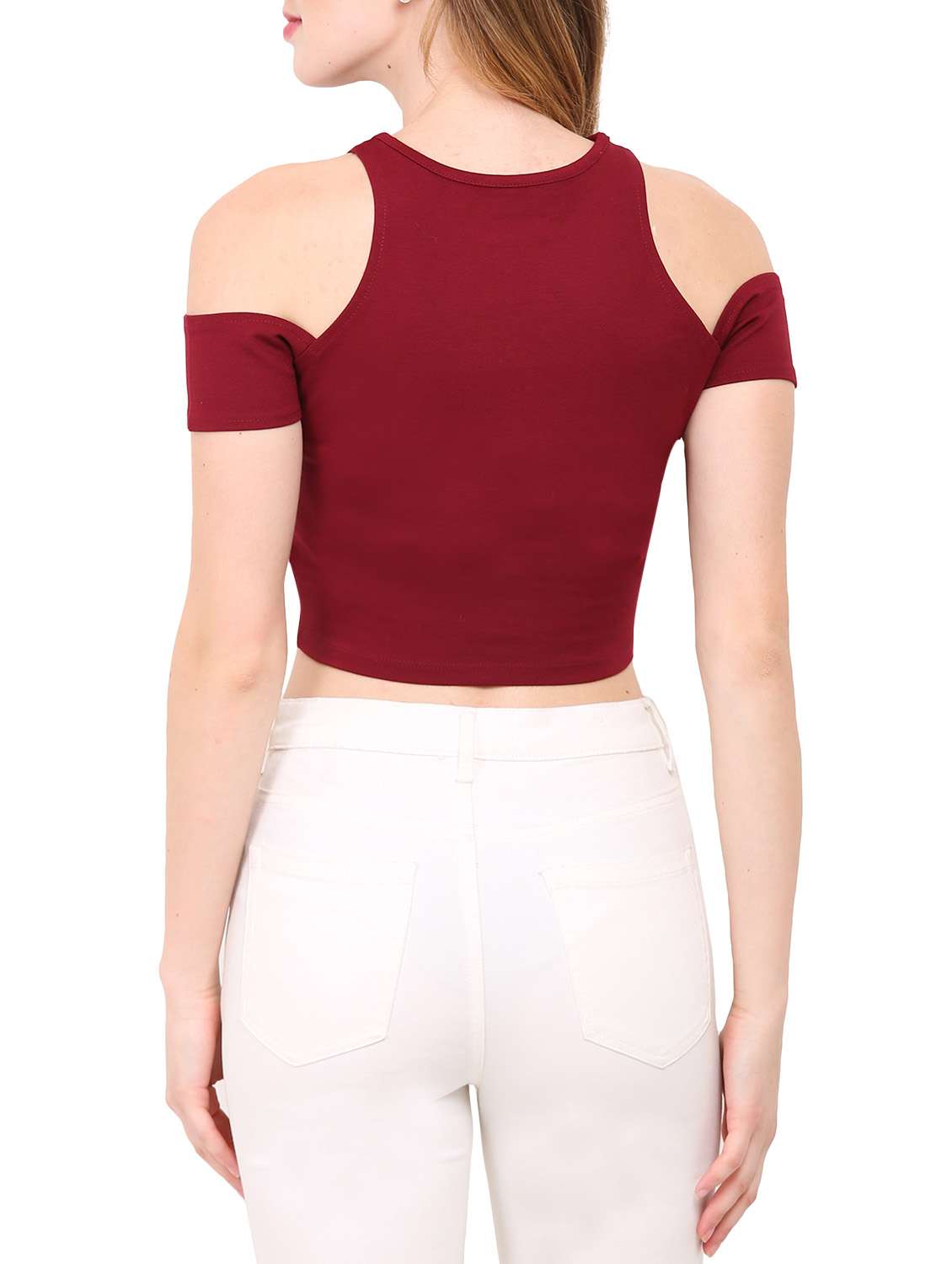 red polyester crop top - 12786279 -  Standard Image - 2