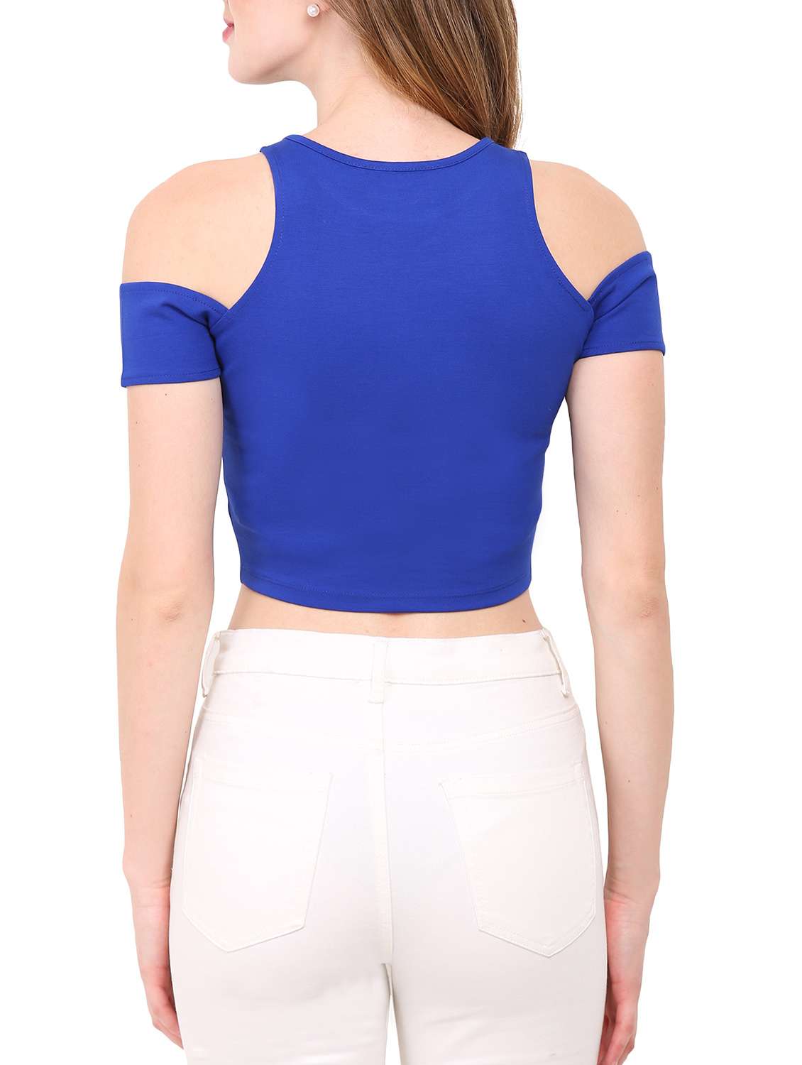 cold shoulder crop top - 12786280 - Standard Image - 2