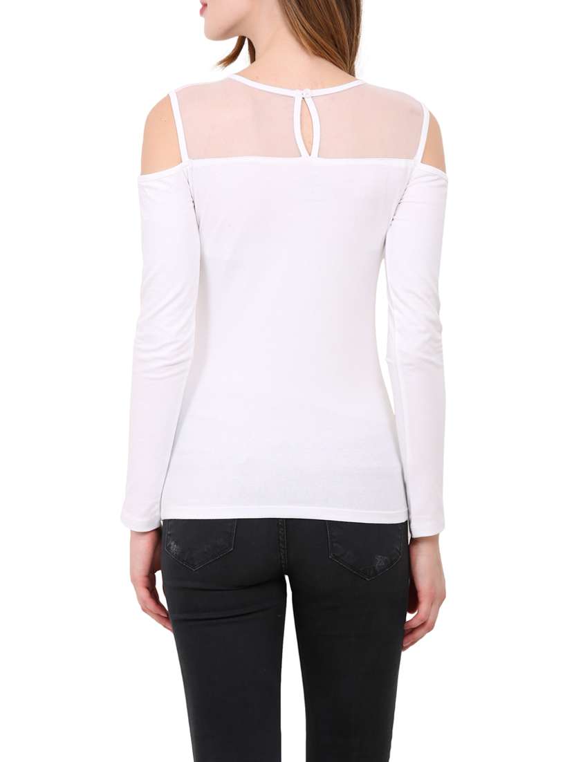 mesh panel cold shoulder top   - 12786292 -  Standard Image - 2