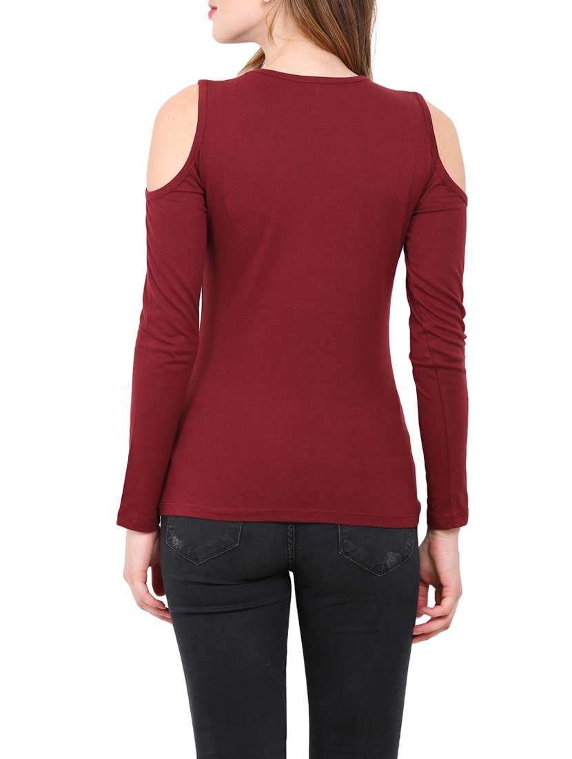 cold shoulder solid top  - 12786298 -  Standard Image - 2