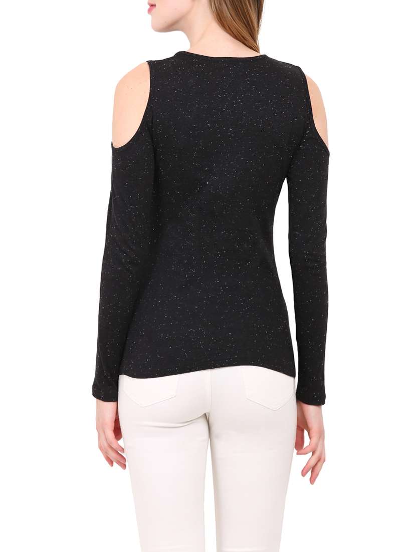 key hole neck cold shoulder top  - 12786299 -  Standard Image - 2