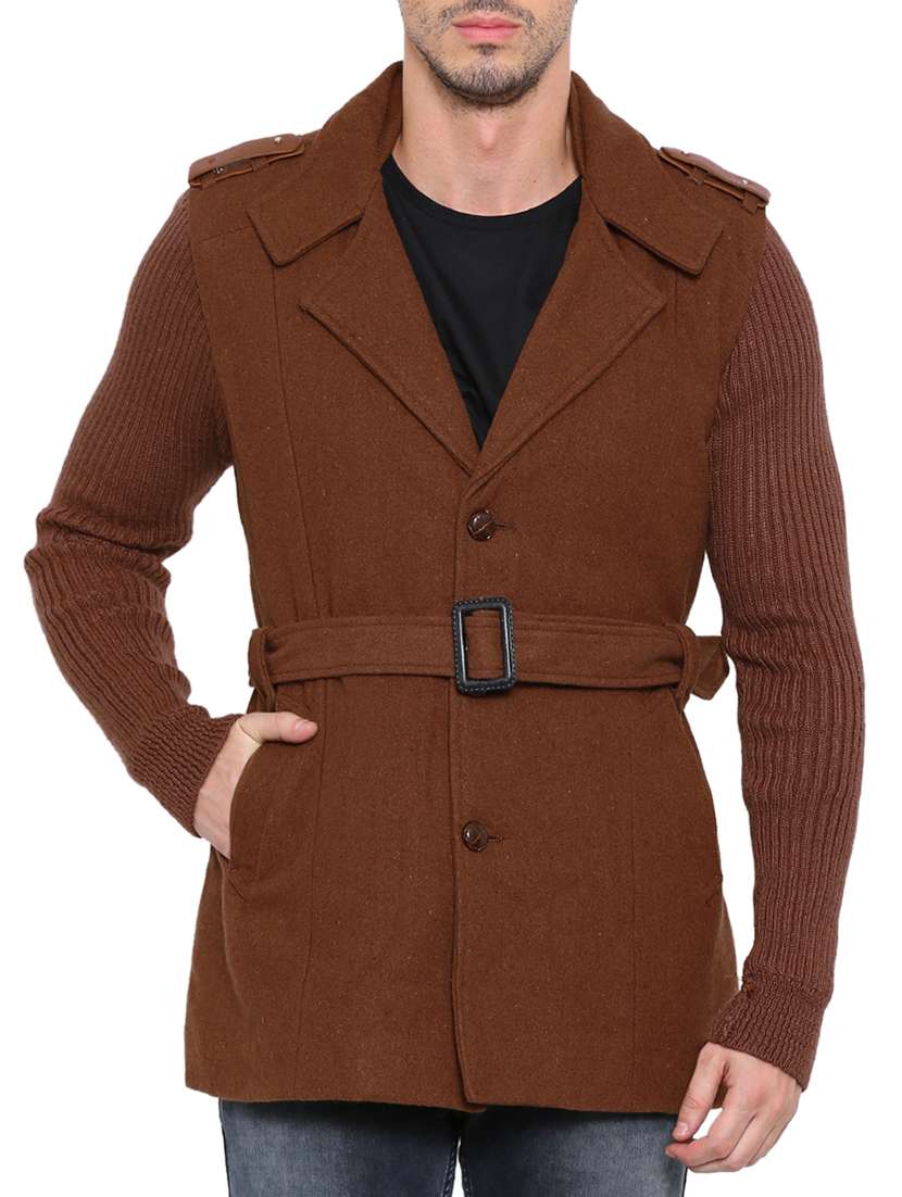 brown cotton casual jacket