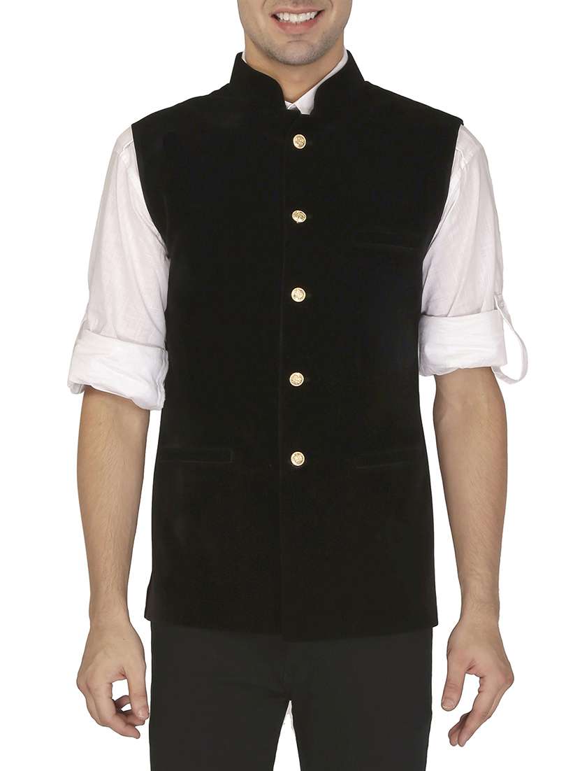 black velvet nehru jacket