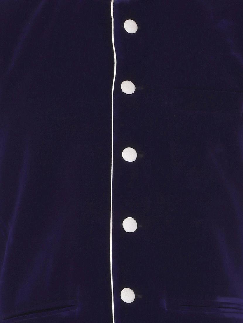 blue velvet nehru jacket - 12787130 - Standard Image - 2