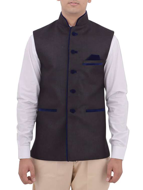 black cotton nehru jacket