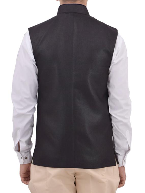 black cotton nehru jacket - 12787140 - Standard Image - 2