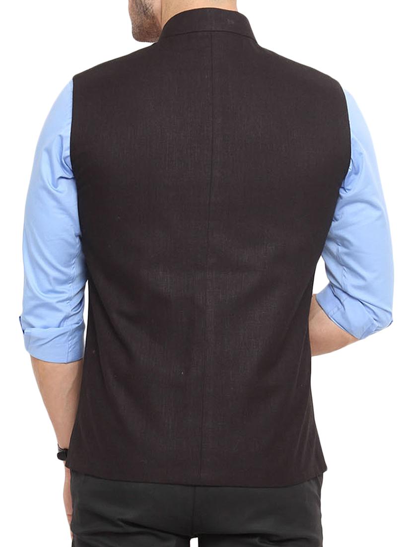 black cotton nehru jacket - 12787145 - Standard Image - 2