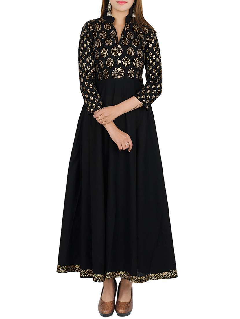 block print flared kurta