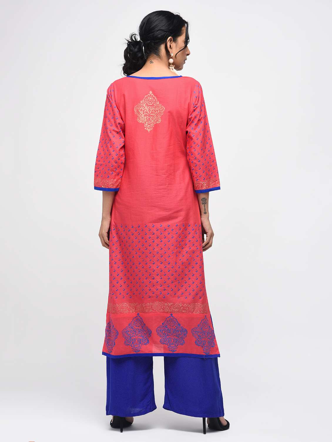 pink cotton straight kurta - 12787539 -  Standard Image - 2