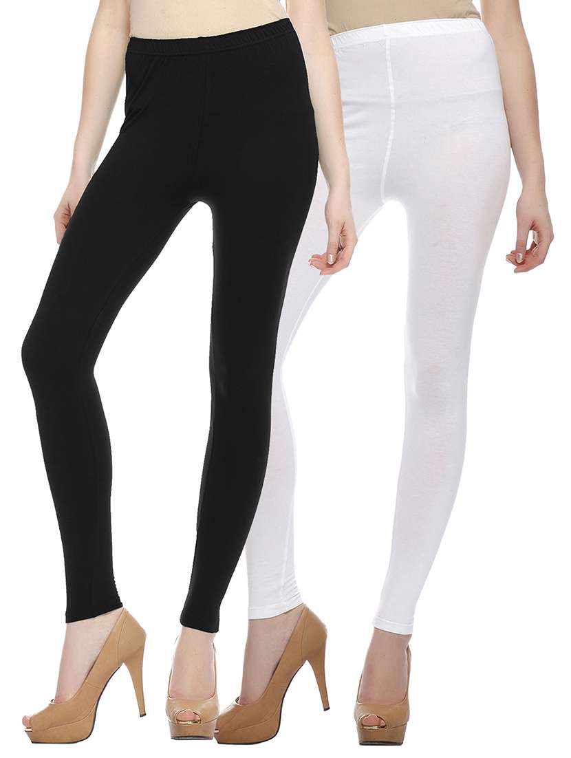 set of 2 multi colored cotton leggings