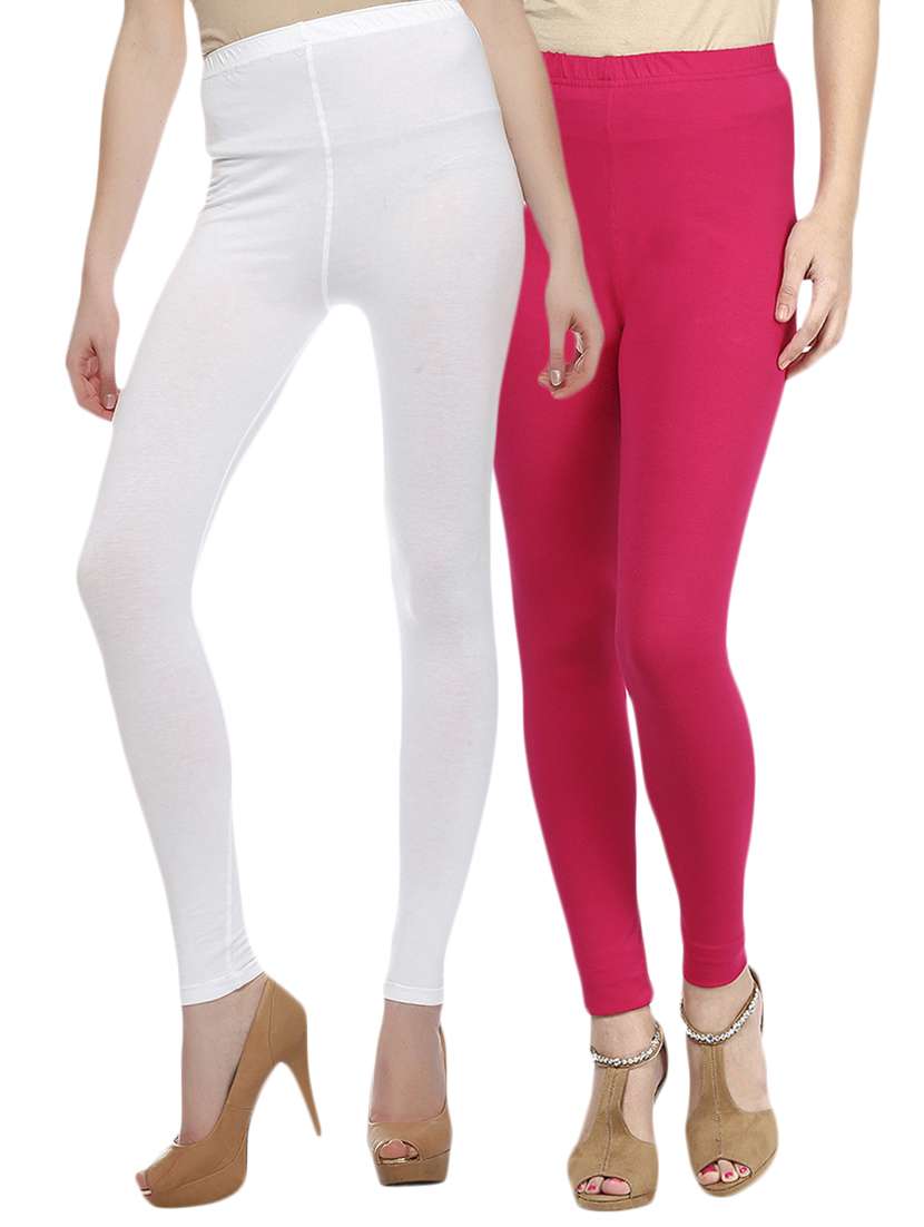 set of 2 multi colored cotton leggings