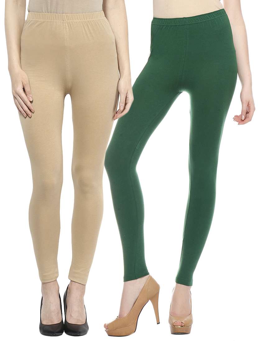 set of 2 multi colored cotton leggings