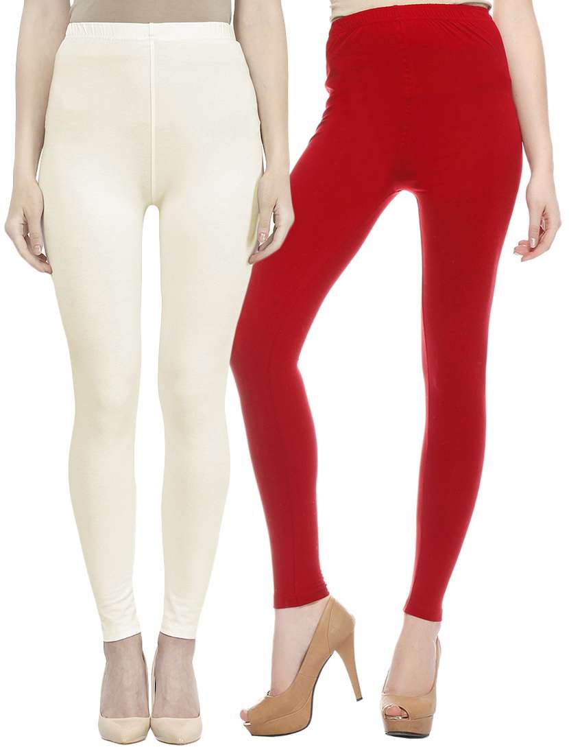 set of 2 multi colored cotton leggings