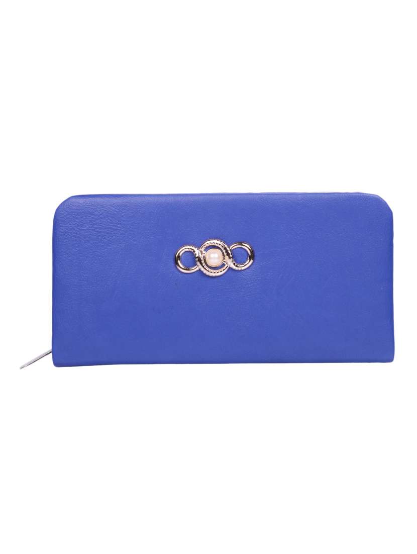 blue leatherette clutch