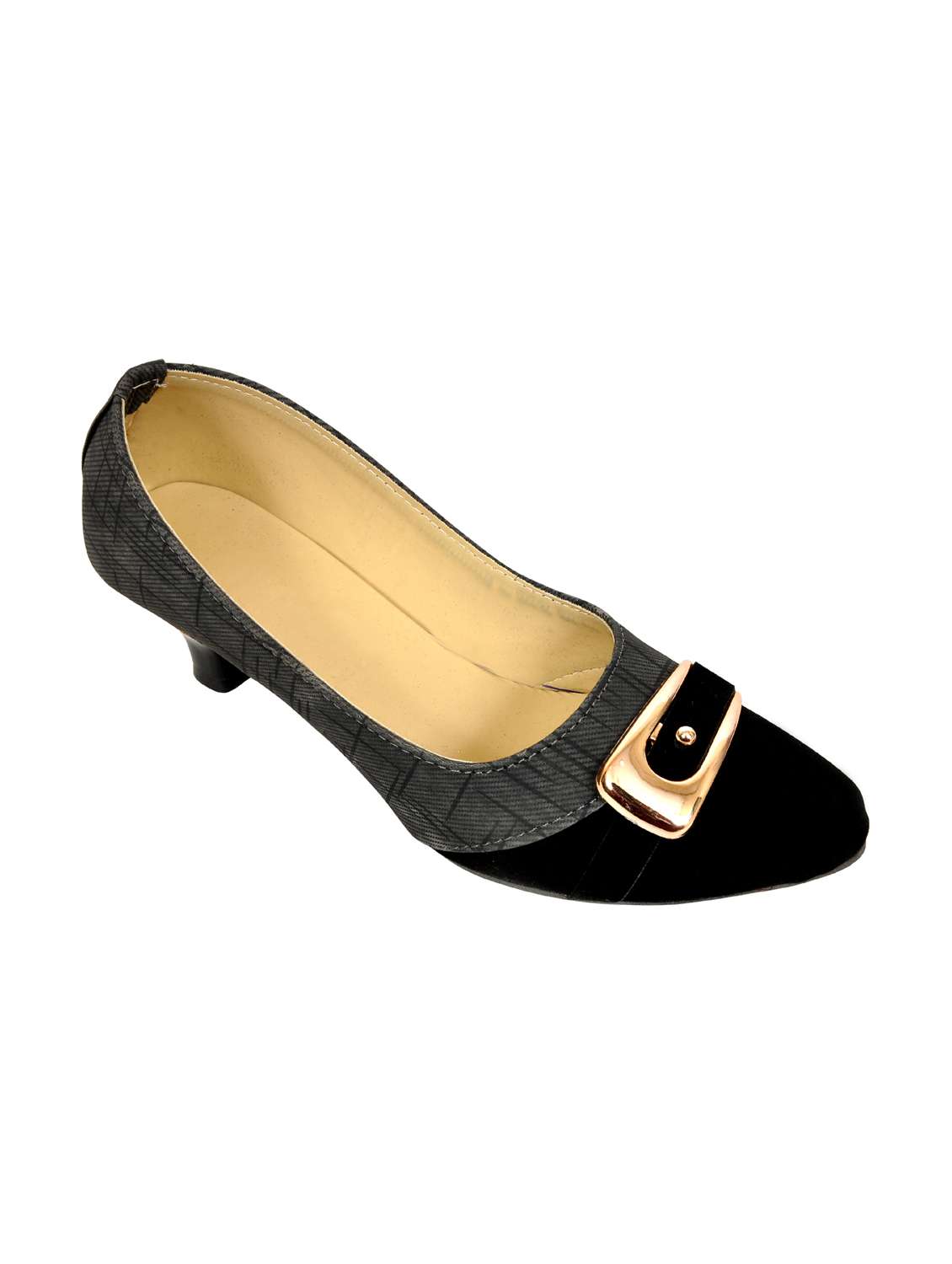 grey fabric slip on pumps