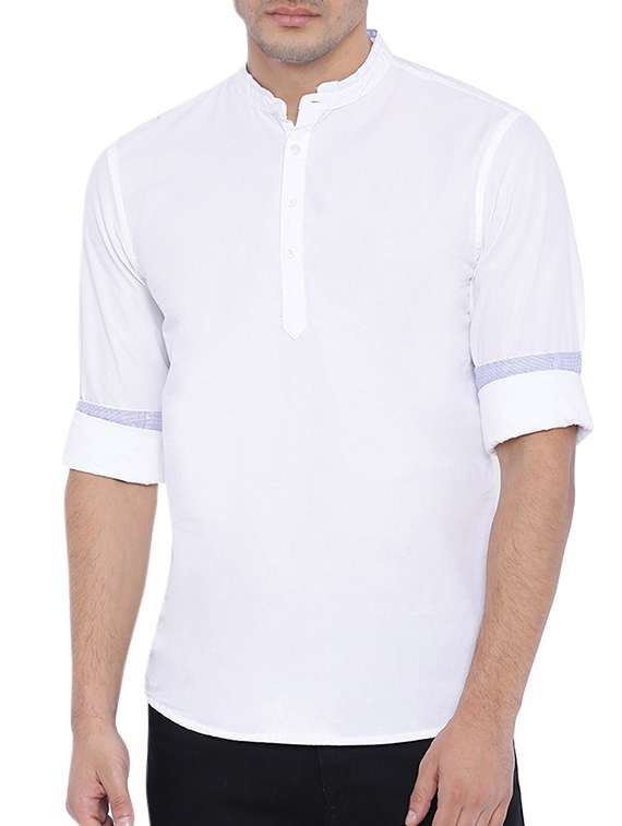 white cotton short  kurta