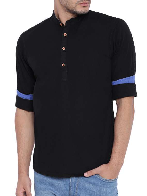 black solid short kurta