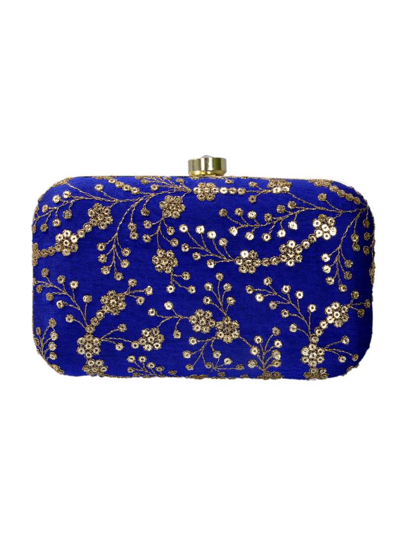 blue cotton clutch