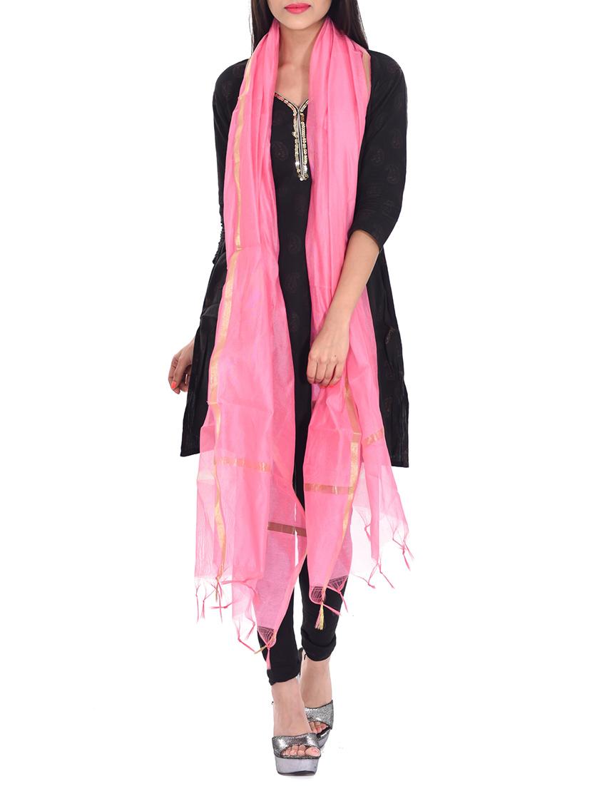 pink chanderi dupatta - 12792106 -  Zoom Image - 0
