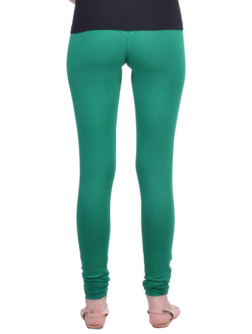 green cotton lycra ankle length legging - 12792210 -  Standard Image - 2