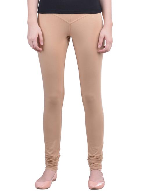 beige cotton lycra ankle length legging - 12792212 - Standard Image - 0
