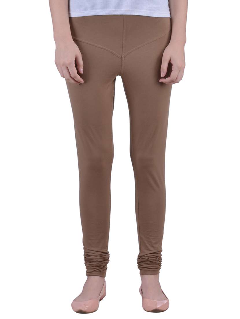 brown cotton lycra full length legging