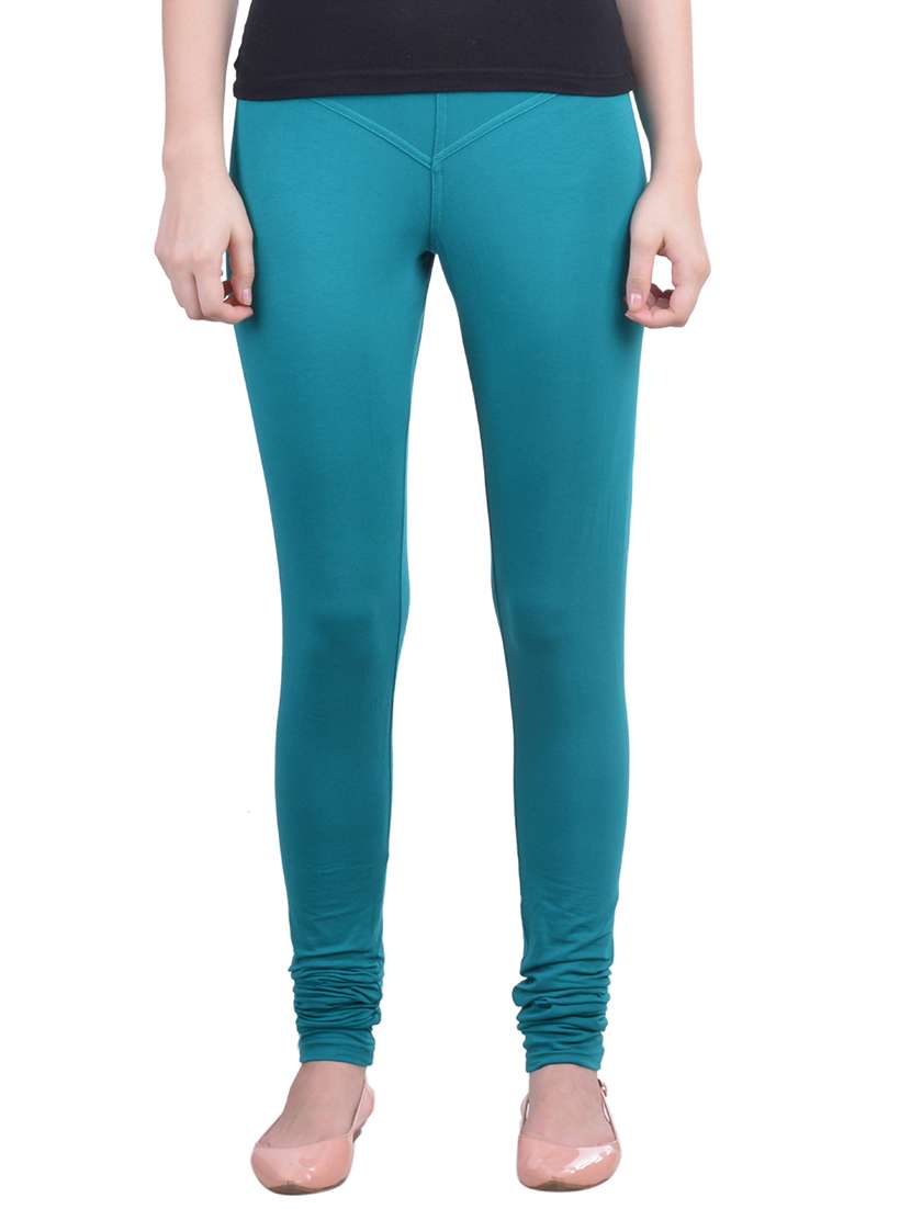 blue cotton lycra full length legging