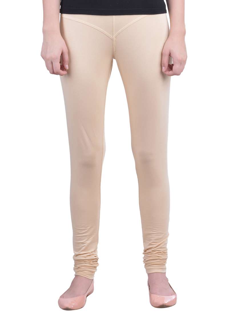 beige cotton lycra full length legging - 12792234 -  Zoom Image - 0