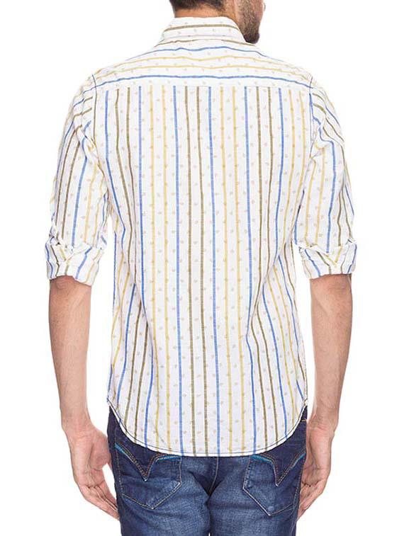mufti mens khaki slim fit mid rise casual shirts - 12792593 - Standard Image - 2