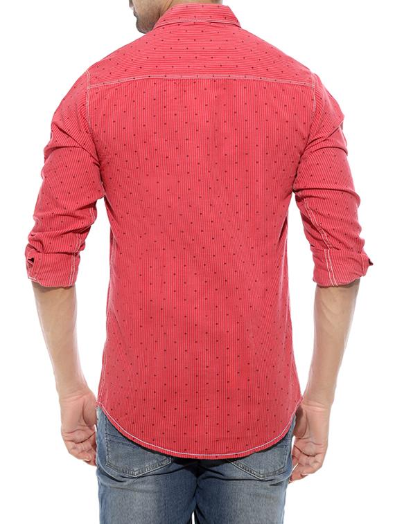 mufti mens red slim fit mid rise casual shirts - 12792594 - Standard Image - 2