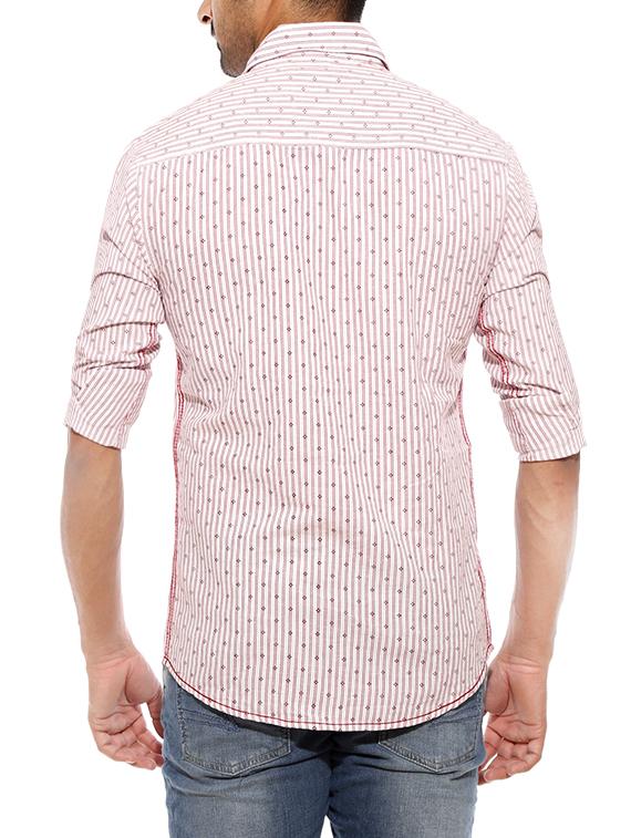 mufti mens red slim fit mid rise casual shirts - 12792624 - Standard Image - 2