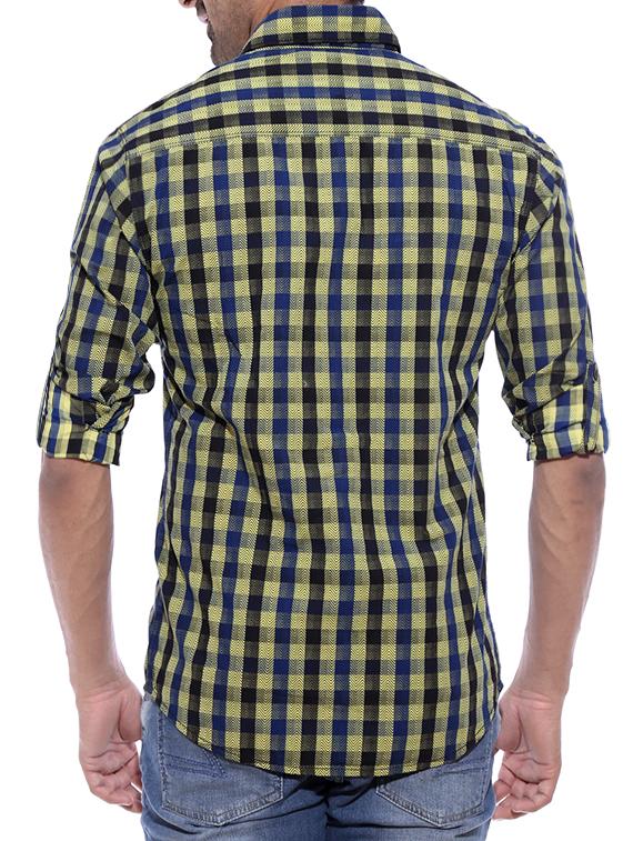 mufti mens yellow slim fit mid rise casual shirts - 12792633 - Standard Image - 2