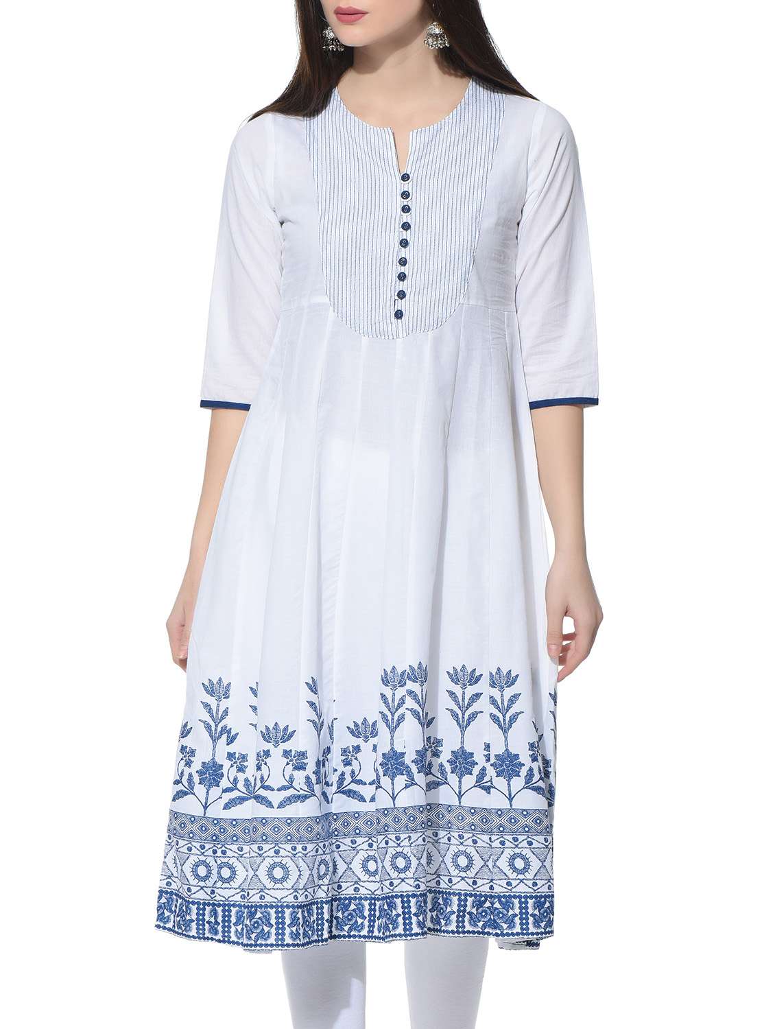 white color cotton anarkali kurta