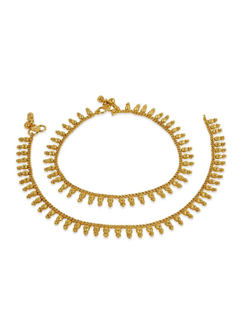 gold metal anklets and payal