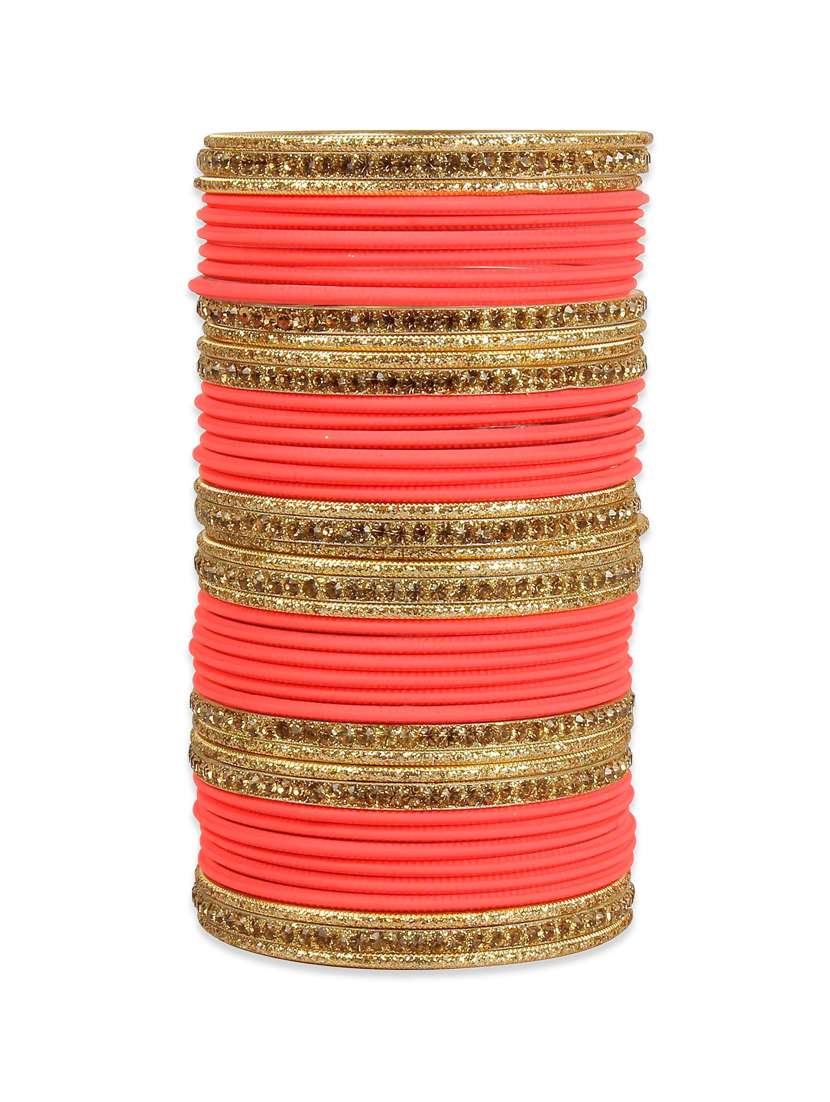 pink gold tone stone bangles