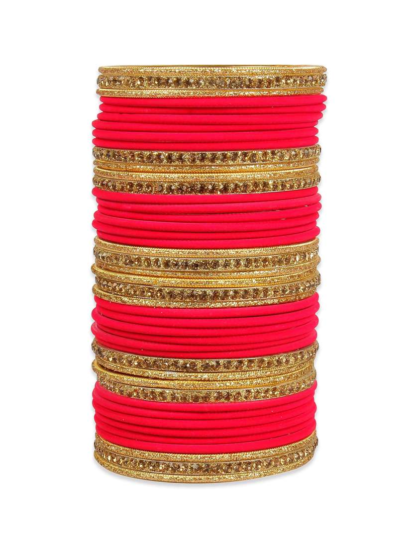 red gold tone stone bangles