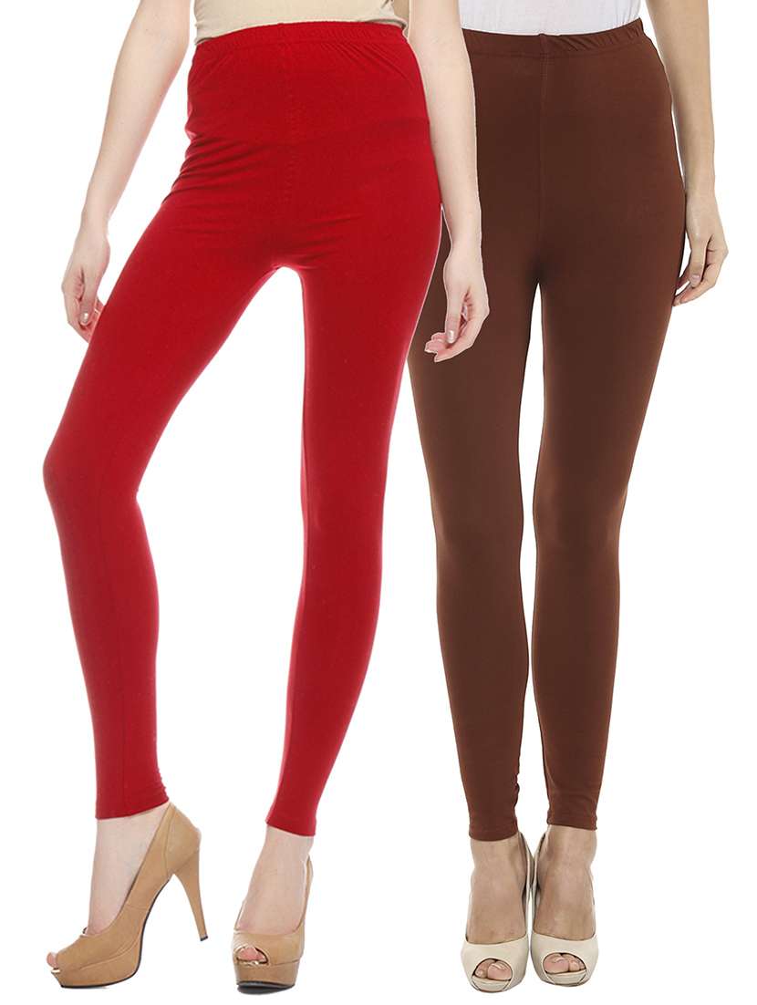 set of 2 multicolored cotton leggings