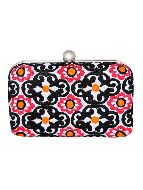 multicoloured embroidered box clutch - 12800984 - Standard Image - 0