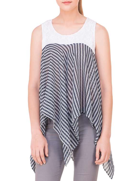 white poly georgette top