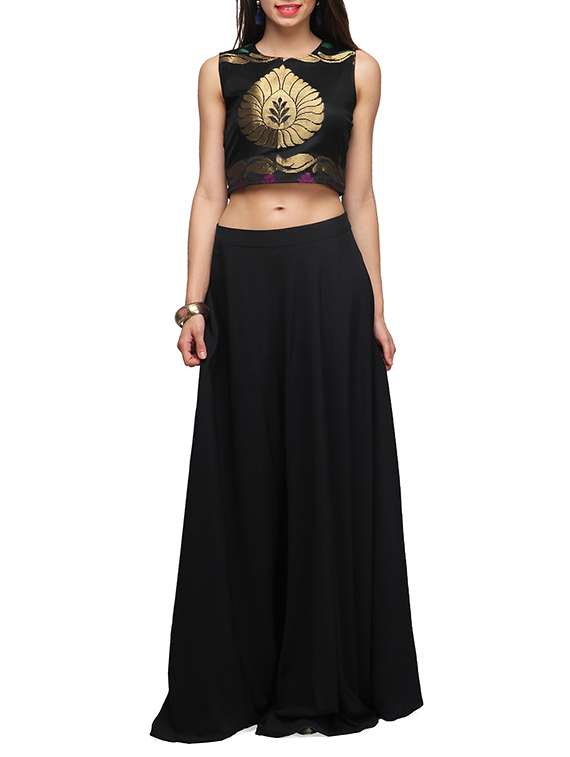 black crepe maxi skirt