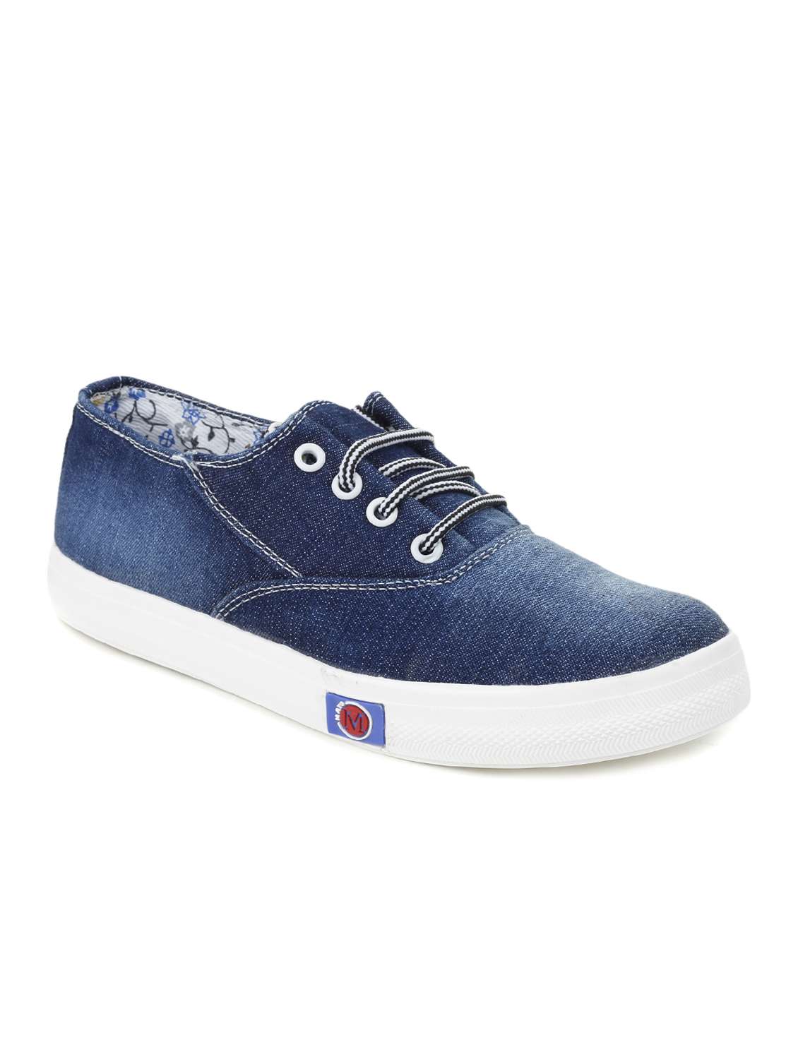 blue denim laceup sneakers