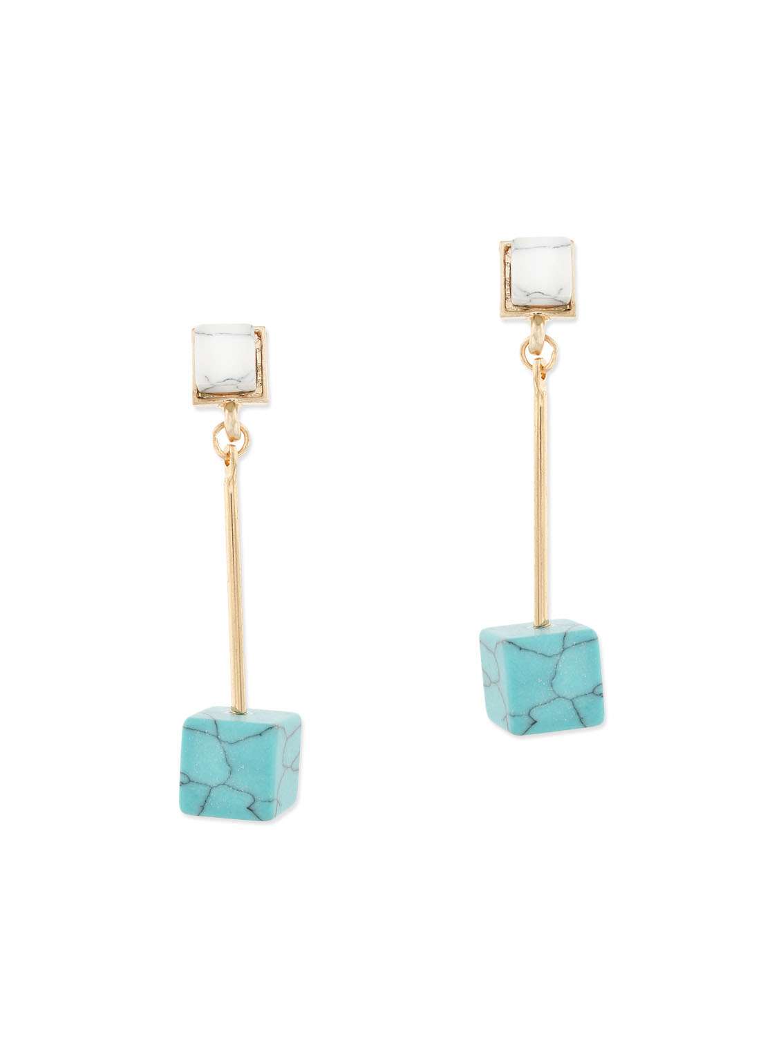 blue metal drop earrings