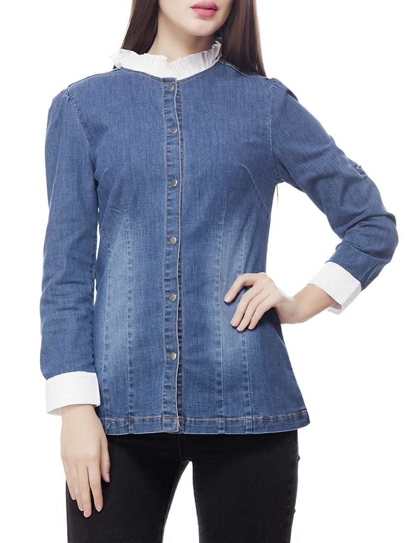 dark blue denim shirt