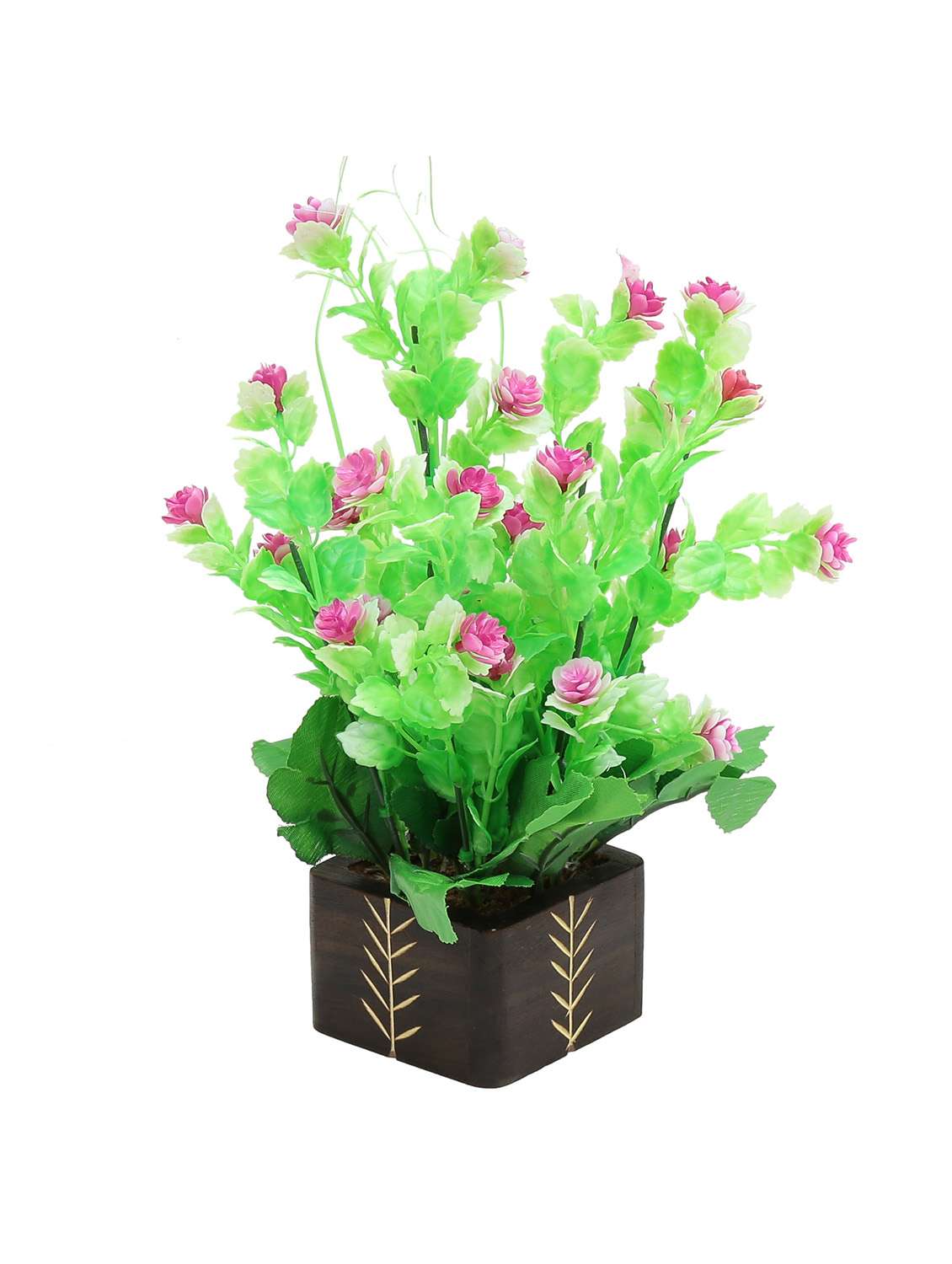 Random Artificial Potted Plant with Small Purple Flowers