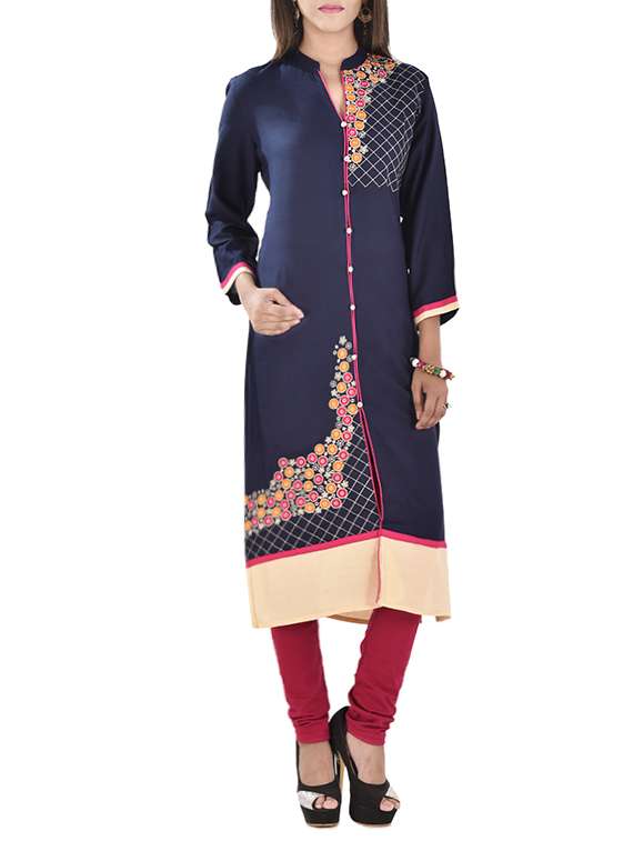 blue rayon straight kurta