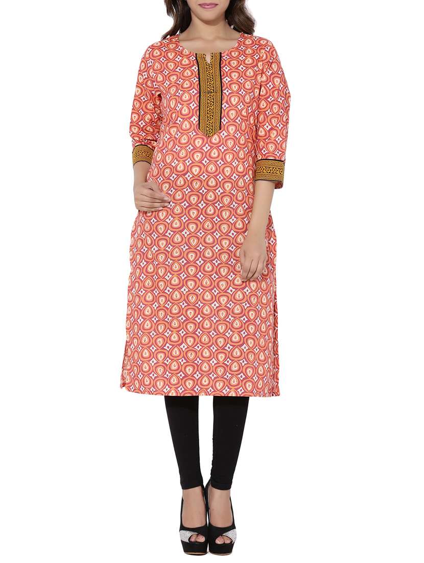 pink cotton straight kurta