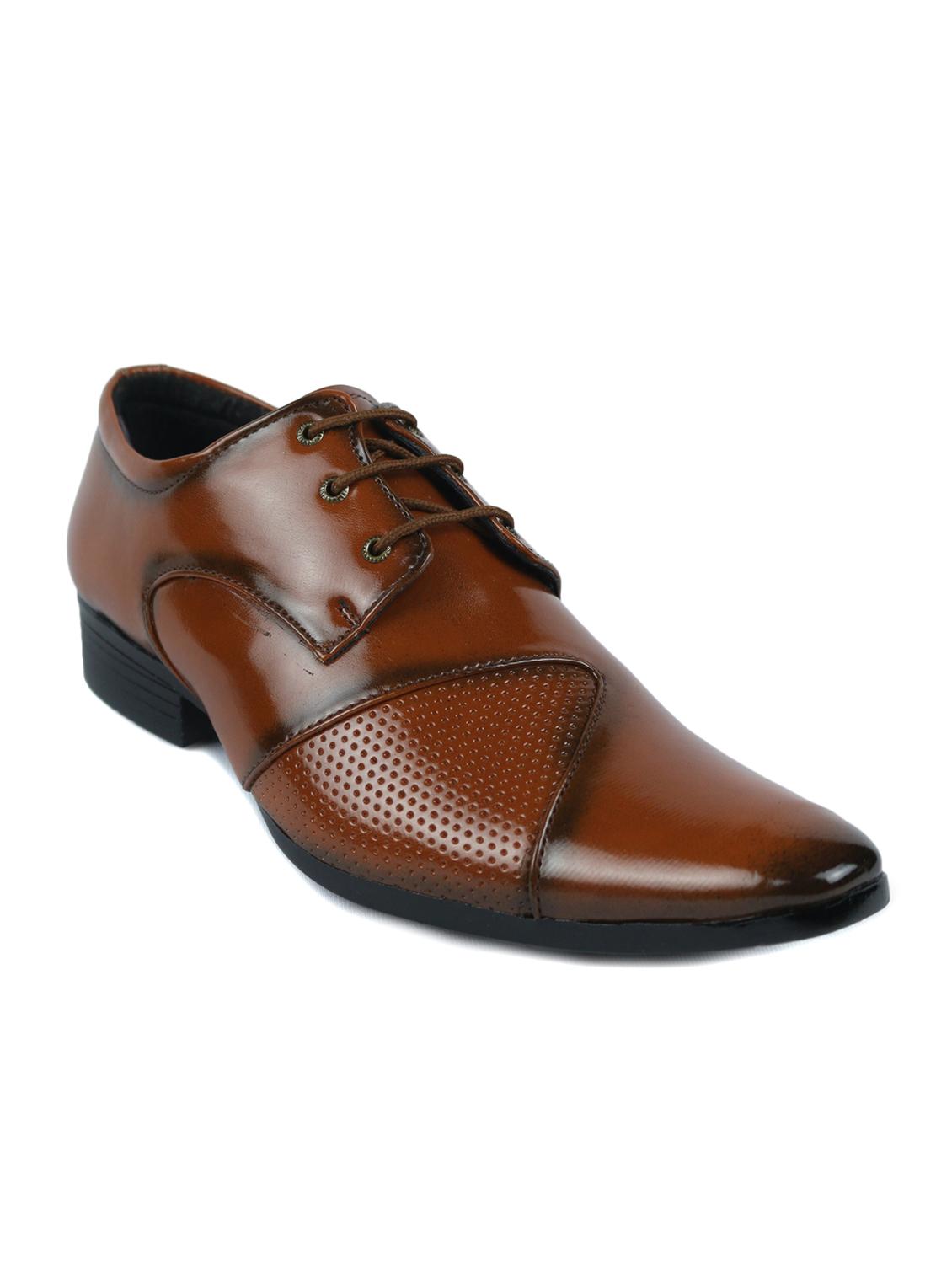 tan leatherette lace up derby