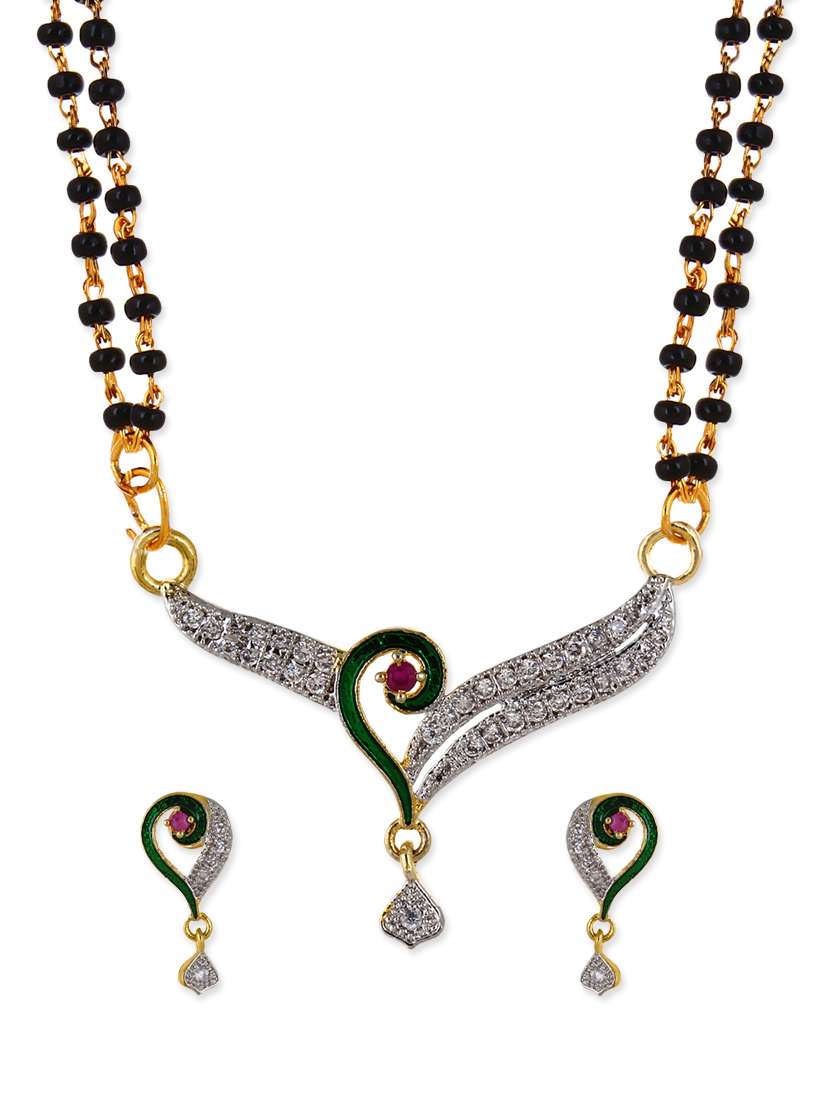 multi colored metal mangalsutra necklace